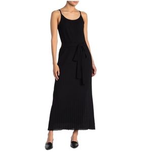 Theory Pleated Maxi Waist Tie Little Black Dress